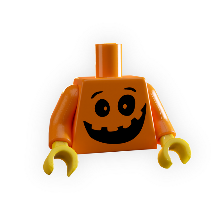 Halloween Happy Pumpkin Face Minifig Torso made using LEGO parts