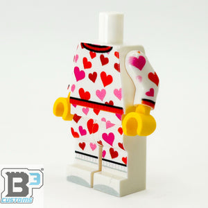 Hearts Valentine's Day PJs Minifig Body made with LEGO parts - B3 Customs