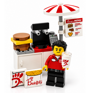 Custom LEGO Brick-Fil-A Food Cart with Minifig