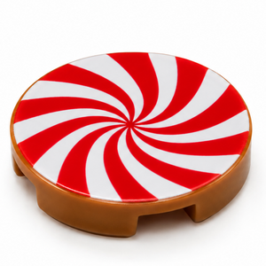 Custom LEGO Gingerbread Peppermint 2x2 Round Tile