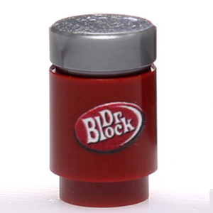 Custom Printed Dr. Block Soda Can made using LEGO parts