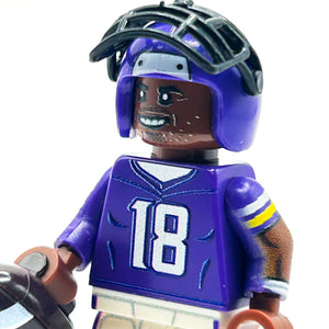 #18 WR Vikings Football Player Minifig made using LEGO parts - B3 Customs