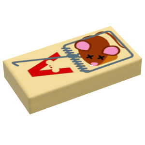 B3 Customs® Mouse Trap w/ Dead Mouse (1x2 Tile) made using LEGO part