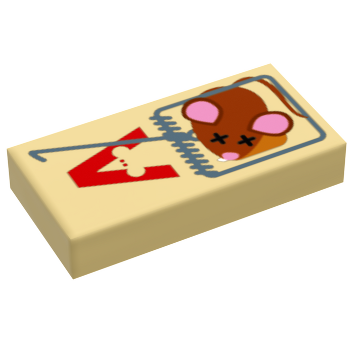 B3 Customs® Mouse Trap w/ Dead Mouse (1x2 Tile) made using LEGO part