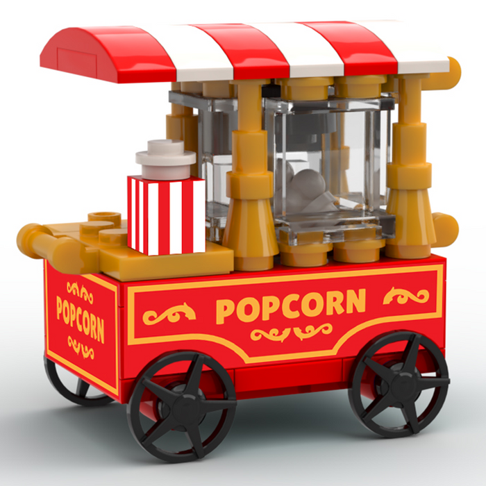 Popcorn Vending Cart Building Set made using LEGO parts