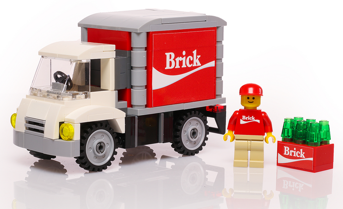 Custom Brick Soda Delivery Truck with Minifigure made using LEGO parts