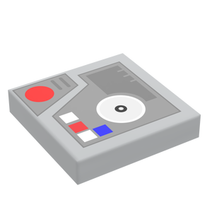 Control Panel #5 (Media w/ Buttons) for Star Wars/Space (2x2 Tile) - B3 Customs using LEGO parts