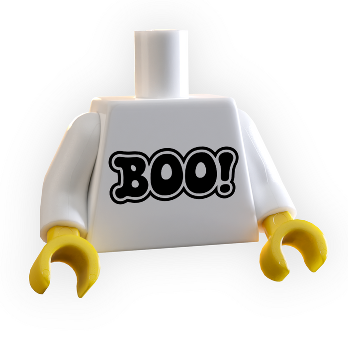 Halloween BOO! Minifig Torso made using LEGO parts