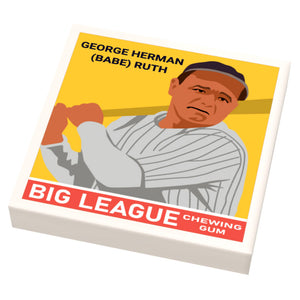Babe Ruth Baseball Card (2x2 Tile) made using LEGO part