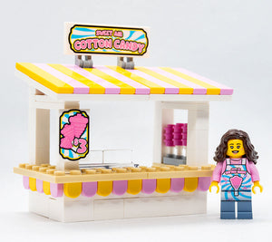 Sweet Air Cotton Candy Stand with Employee Minifig made using LEGO parts