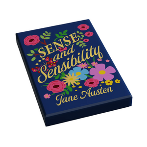 Book cover of 'Sense and Sensibility' by Jane Austen with floral design on a white background