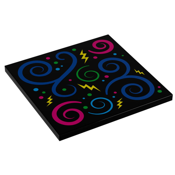 Retro 80's and 90's Arcade Carpet (Swirls) - Custom Printed 6x6 Tile for LEGO MOCs