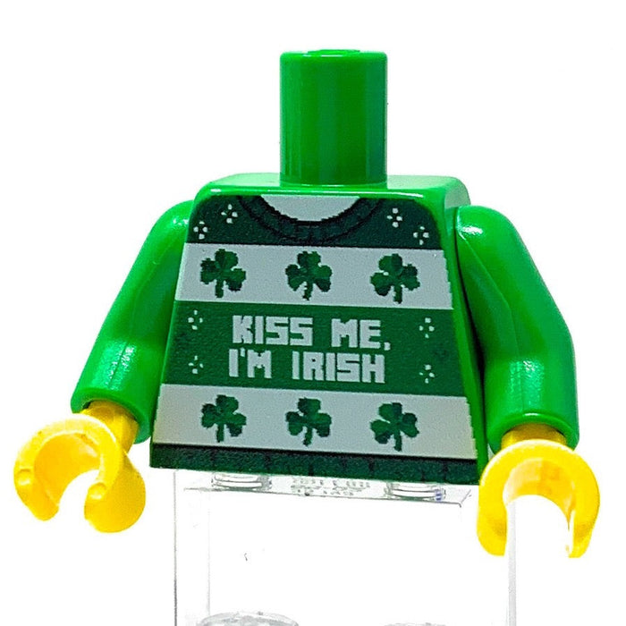 B3 Customs® Ugly Green St. Patrick's Day Kiss Me I'm Irish Sweater Printed Green Torso